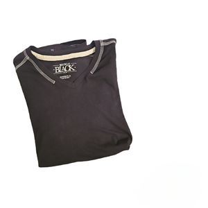 Buckle Black Shirt Adult Medium Short Sleeve V Neck Casual Outdoor Men's